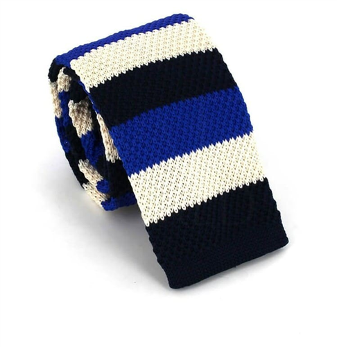 Tricolor Striped Knit Tie