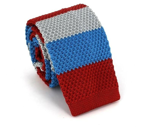 Tricolor Striped Knit Tie