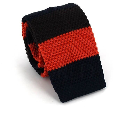 Tricolor Striped Knit Tie