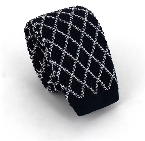 Dark Blue Diamond Knit Tie