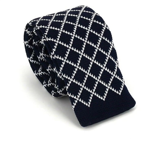 Dark Blue Diamond Knit Tie