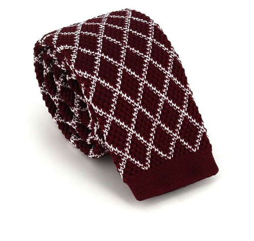 Crimson Diamond Knit Tie