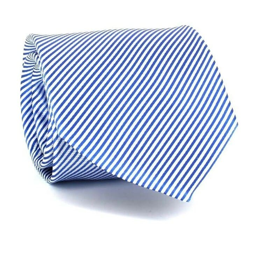 Blue and White Striped Tie