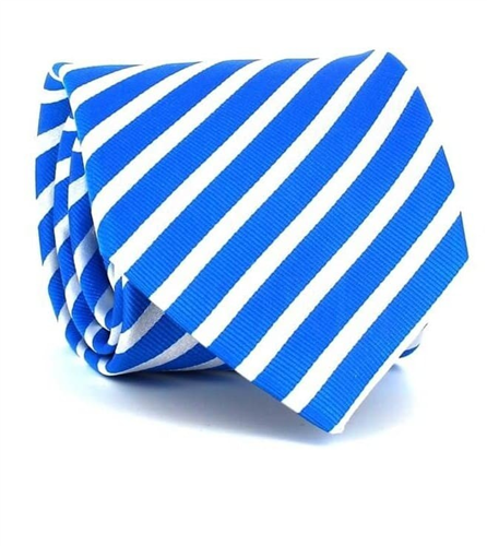 Blue and White Striped Tie