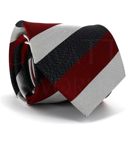 Tricolor Striped Burgundy Tie
