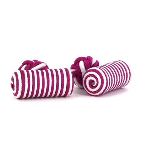 Fuchsia and White Barrel Cufflinks