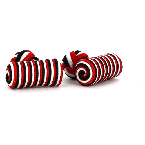 Red, Black, and White Barrel Cufflinks