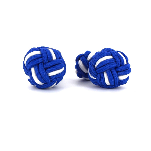 Navy Blue and White Large Ball Cufflinks