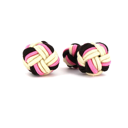 Large Black, Mother-of-Pearl, and Pink Ball Cufflinks