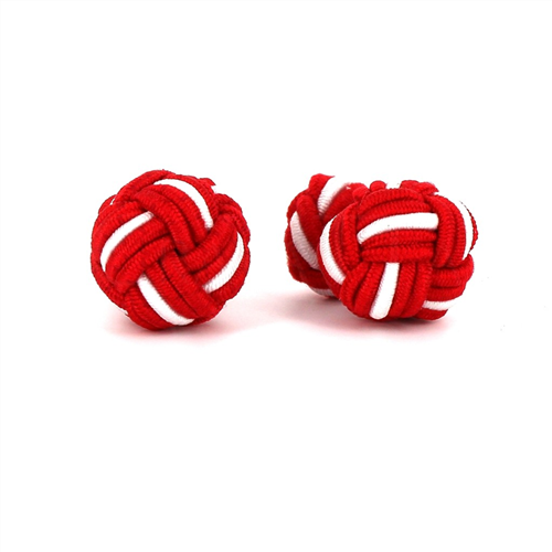 Large Red and White Ball Cufflinks