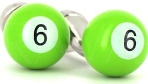 Green 6 Billiard Ball Cufflinks