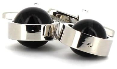 Black and Silver Ball Cufflinks