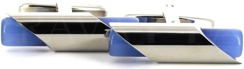 Blue Cylindrical Cufflinks