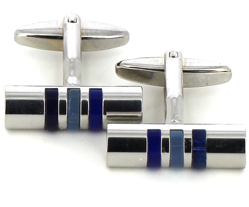 Blue Cylindrical Cufflinks
