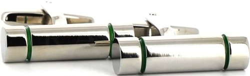 Green Striped Cylinder Cufflinks