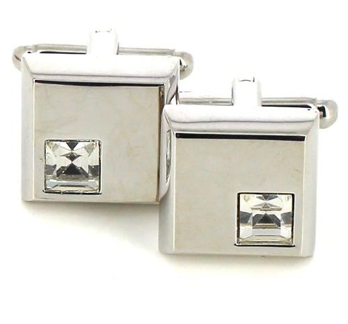 White Crystal Cufflinks