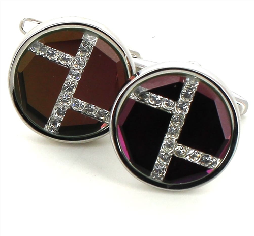 Circular Crystal Cufflinks