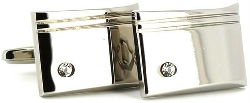 Double Stripe Crystal Cufflinks