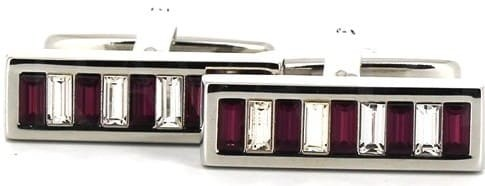 Purple and White Crystal Cufflinks
