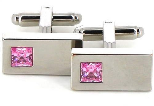 Pink Crystal Cufflinks