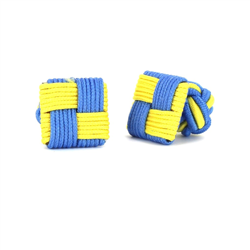 Yellow and Sky Blue Square Cufflinks