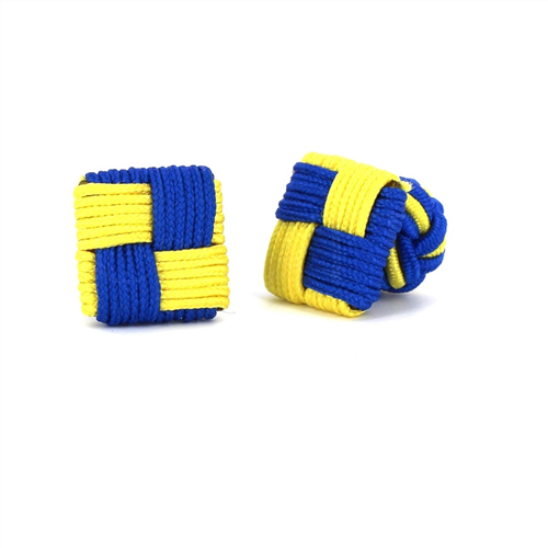 Blue and Yellow Square Cufflinks