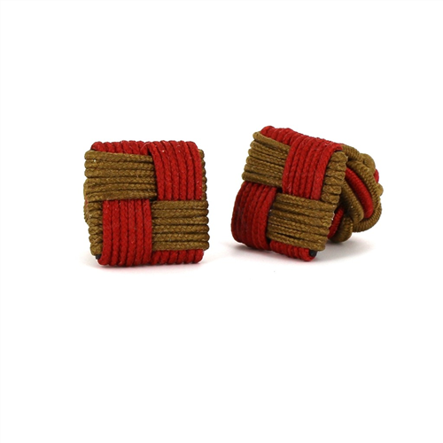 Mahogany and Ochre Square Cufflinks