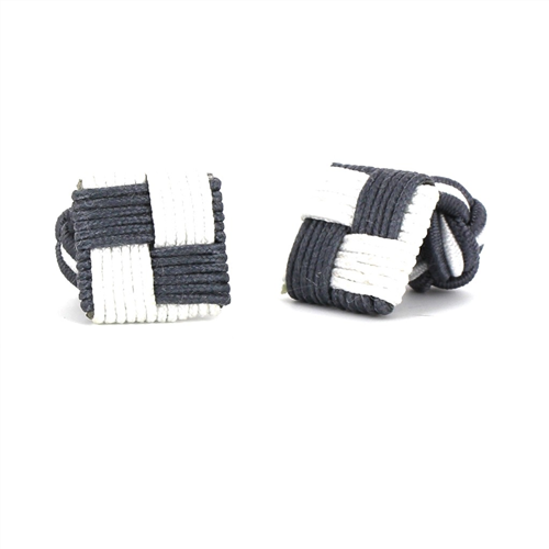 Dark Grey and White Square Cufflinks