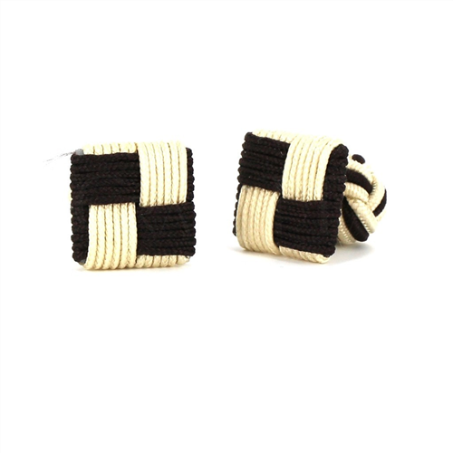Brown and Mother-of-Pearl Square Cufflinks