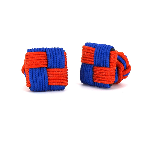 Orange and Navy Square Cufflinks