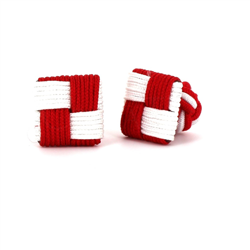 Red and White Square Cufflinks