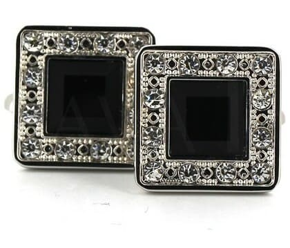 Square Cufflinks with Sparkling Stones