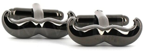 Playful Black Mustache Cufflinks