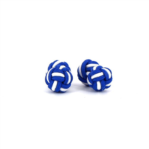 Double Ball Cufflinks in Navy Blue and White