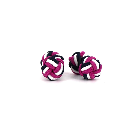 Fuchsia, Black, and White Double Ball Cufflinks