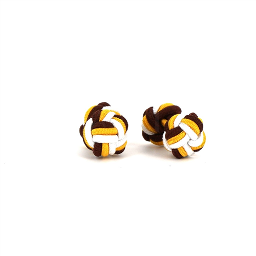 Brown, Yellow, and White Double Ball Cufflinks