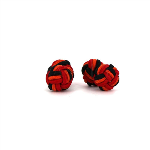 Double Ball Cufflinks in Black, Orange, and Red