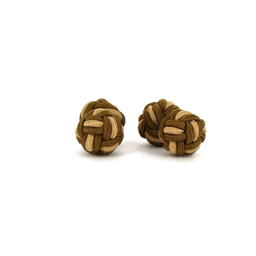 Ochre and Beige Double Ball Cufflinks