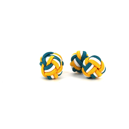 Double Ball Cufflinks in Green, Yellow, and White