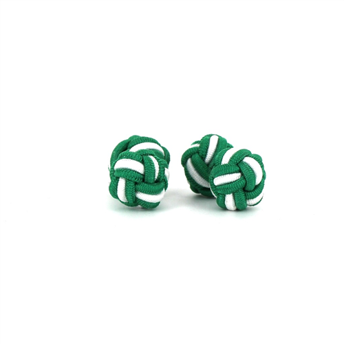 Dark Green and White Double Ball Cufflinks