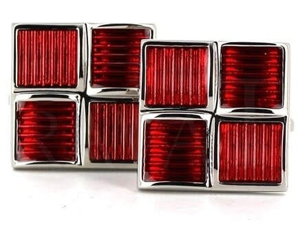 Enamel Square Cufflinks Set of 4