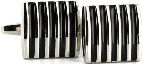 Enamel Cufflinks with 5 Black Stripes I