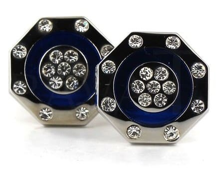 Blue Enamel Cufflinks with Sparkling Accents