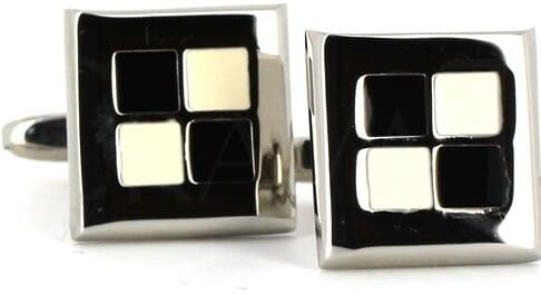 Enamel Cufflinks B&W