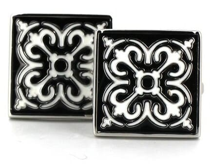 Enamel Cufflinks B&W I