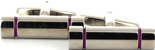 Cylindrical Magenta Enamel Cufflinks