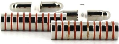 Orange Enamel Cylindrical Cufflinks