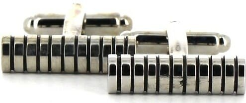 Striped Cylindrical Enamel Cufflinks