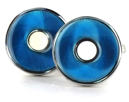 Blue Enamel Circular Cufflinks
