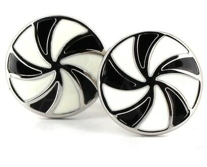 Black and White Enamel Circular Cufflinks